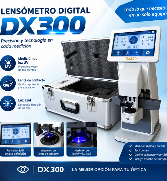 Lensometro digital Dx300 Medición UV ,LUZ azul revisa lente contacto equipo profecional para las opticas