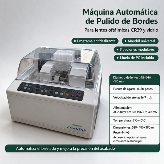 Biseladora Semi-automática para Lentes Oftálmicas, Máquina de Biselado y Pulido de Bordes para Óptica, Procesa CR39,Vidrio y PC