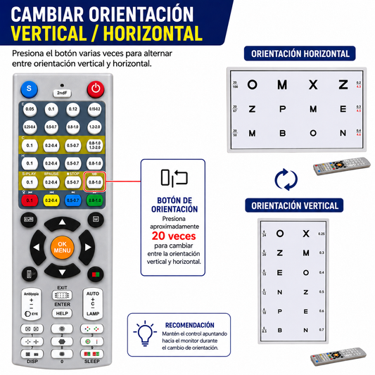 Optotipo Digital Profesional Doble Modo Horizontal / Vertical para Consultorio y las opticas