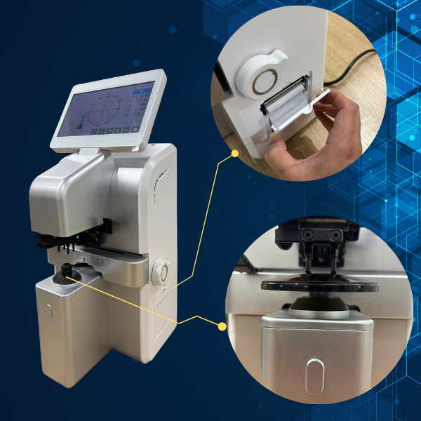 Lensometro digital funcion de mapeo potencial y escanea QR para obtener datos equipo optico para optica
