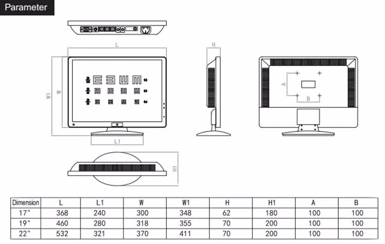 PANTALLA OPTOTIPOS DE 19 PULGADAS / MODELO VC-5