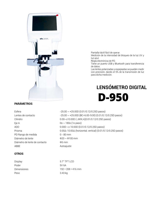 LENSOMETRO DIGITAL / MODELO D950